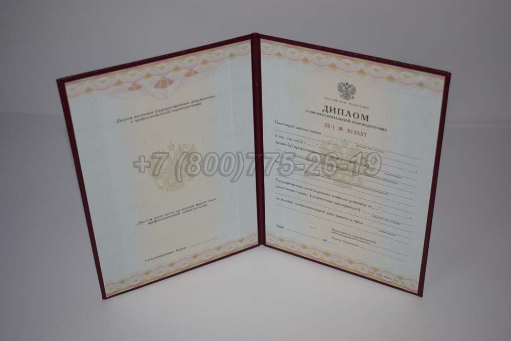Диплом о переподготовке Гознак 2010-2013 год выпуска г.Челябинск