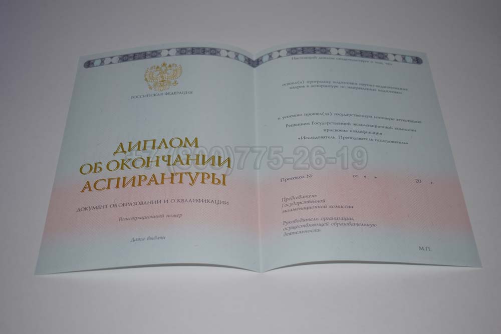 Бланк диплома аспирантуры Гознак 2014-2025 год выпуска г.Челябинск