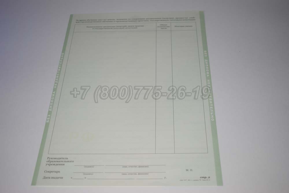 Приложение к диплому ПТУ Гознак 2011-2025 год выпуска г.Челябинск