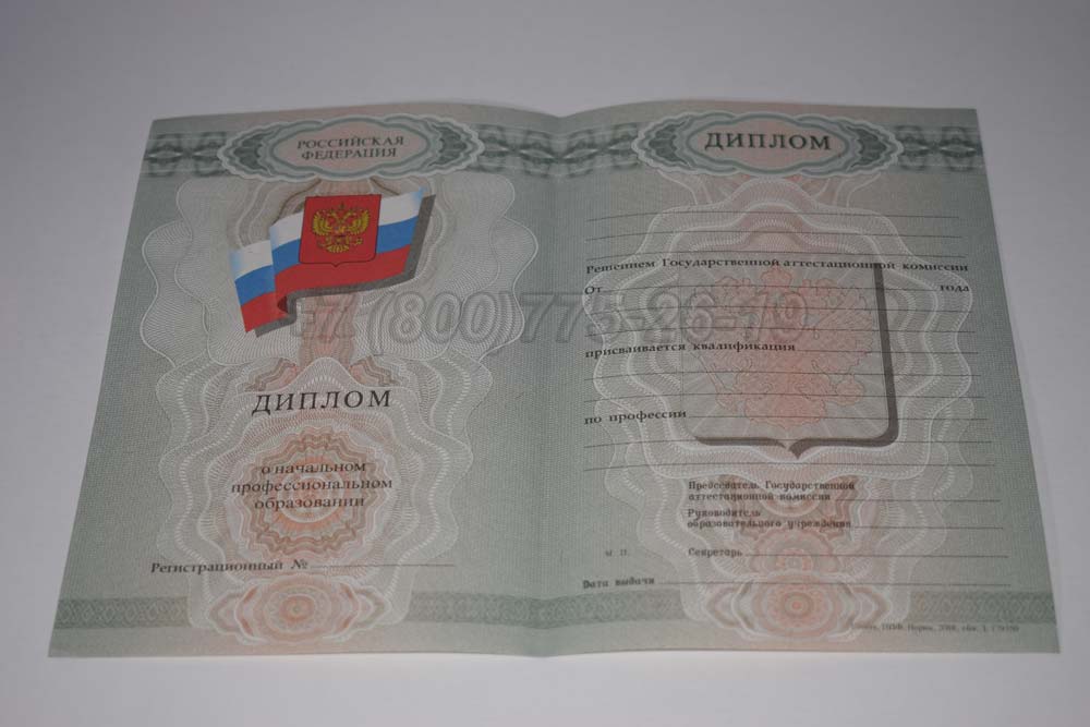 Бланк диплома ПТУ Гознак 2007-2010 год выпуска г.Челябинск