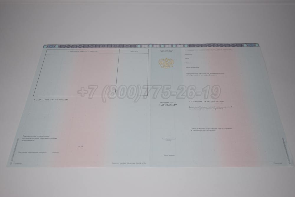 Приложение к диплому магистра Гознак 2014-2025 год выпуска г.Челябинск