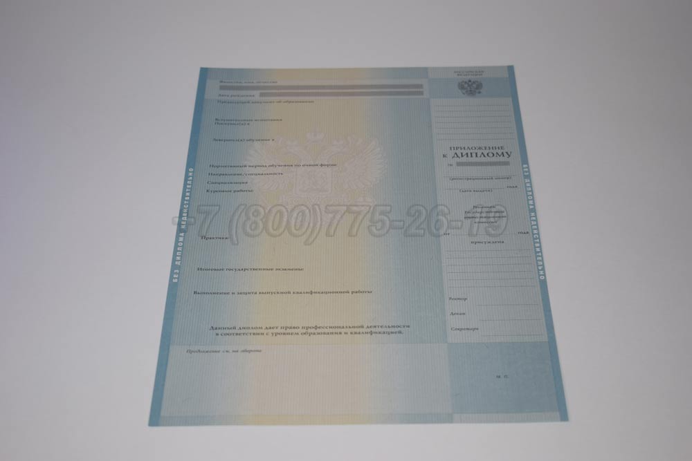 Приложение к диплому бакалавра Гознак 2011-2013 год выпуска г.Челябинск