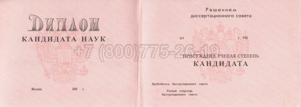 Диплом кандидата наук Гознак 2001-2012 год выпуска г.Челябинск