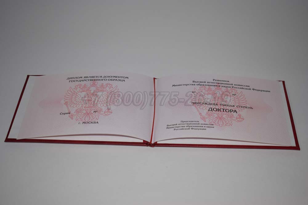 Диплом доктора наук Гознак 2013-2025 год выпуска г.Челябинск