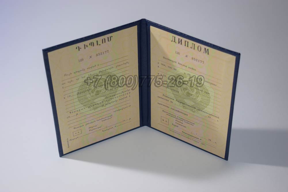 Диплом вуза Армянской ССР Гознак 1975-1991 год выпуска г.Челябинск