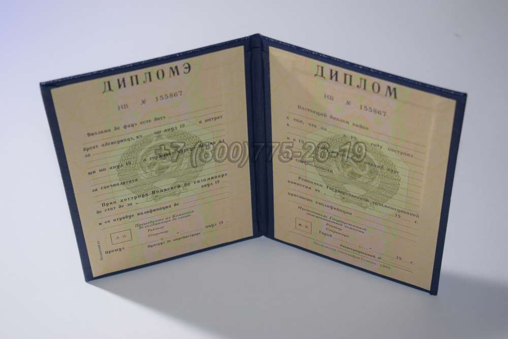Диплом вуза Молдавской ССР Гознак 1975-1991 год выпуска г.Челябинск