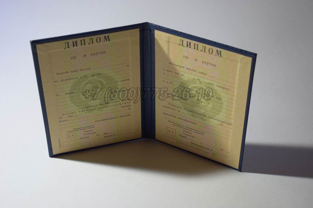 Диплом вуза Узбекской ССР Гознак 1975-1991 год выпуска г.Челябинск