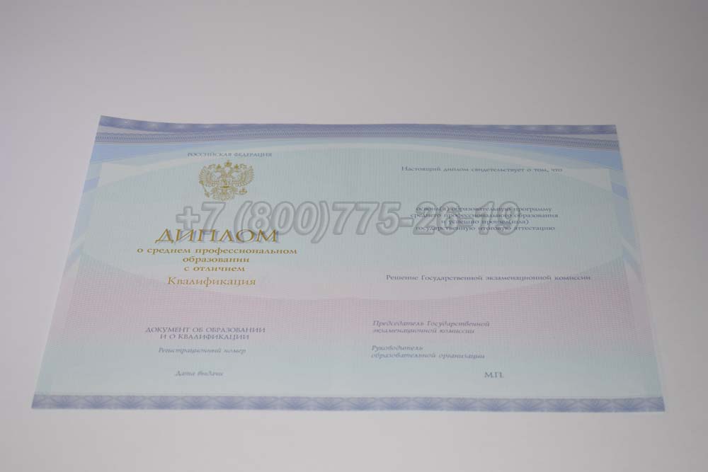 Бланк красного диплома техникума Гознак 2014-2025 год выпуска г.Челябинск