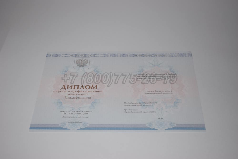Бланк диплома техникума Гознак 2014-2025 год выпуска г.Челябинск