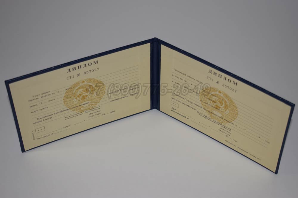 Диплом техникума Киргизской ССР Гознак 1975-1991 год выпуска г.Челябинск