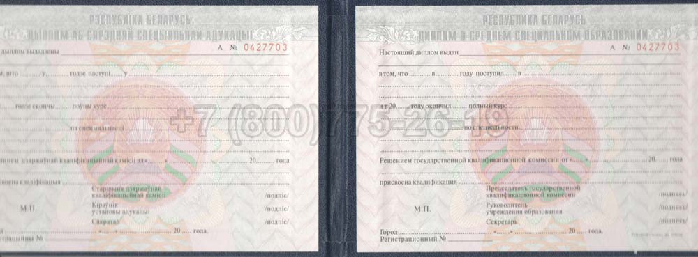 Диплом техникума Белоруссии Гознак 2000-2011 год выпуска г.Челябинск